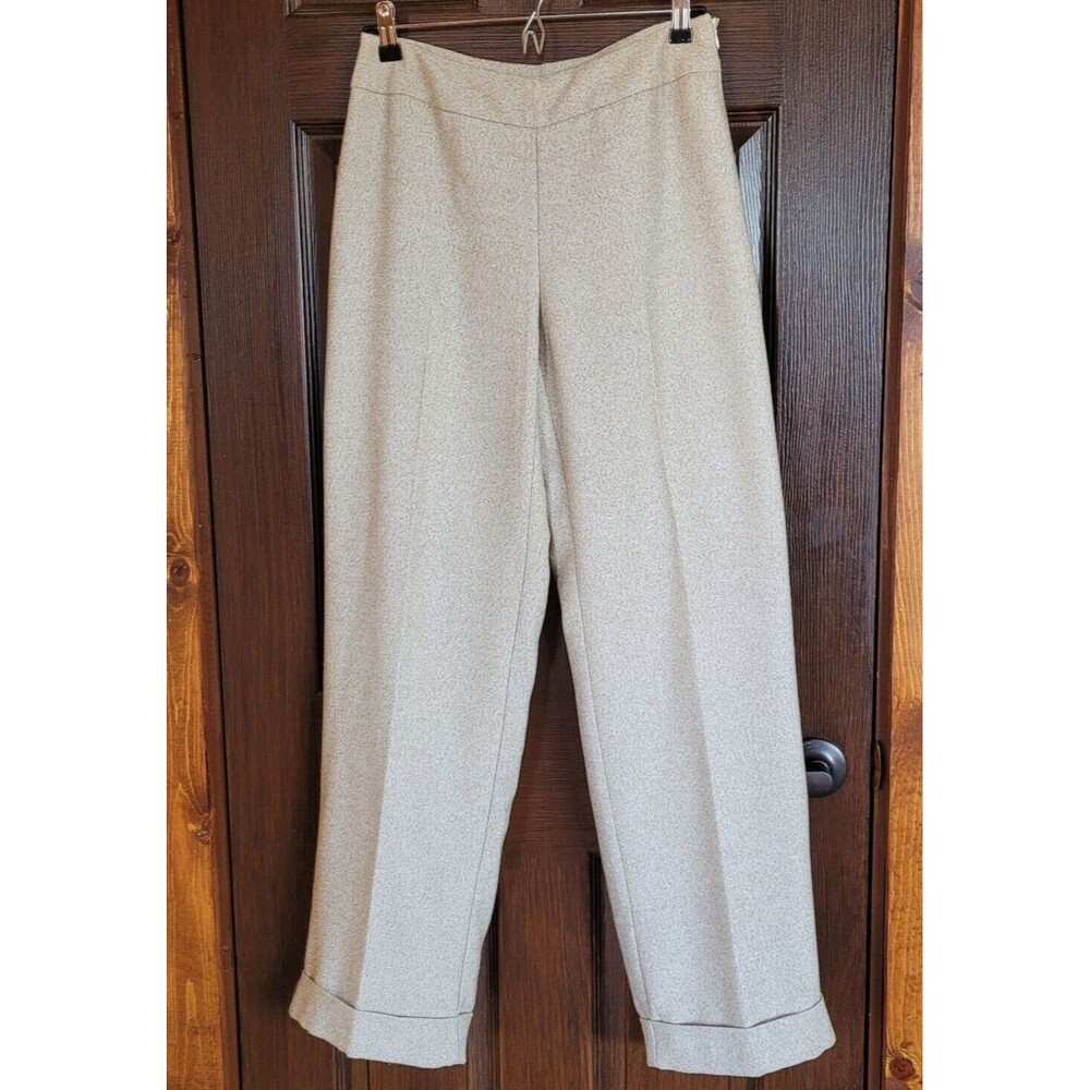 Emma James Women's Size 8 Beige White Wide Leg Textured Fully Lined Cuffed Pants